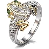 Someki Frog Ring for Women Men Gold And Silver Money Frog Rings Green Rhinestone Cute Animal Ring Bohemian Rings Lucky Wealth Jewelry Accessories Anniversary Birthday Gifts for Women Men