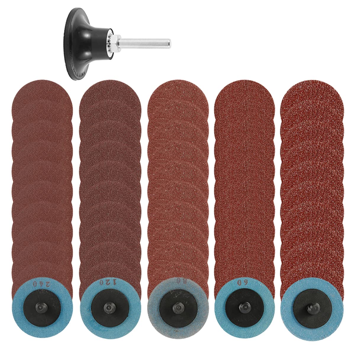 51Piece 2 Inch Quick Change Sanding Discs Kits Surface Conditioning Sanding Disc Pads with Disc Pad Holder 36/60/80/120/240 Grit