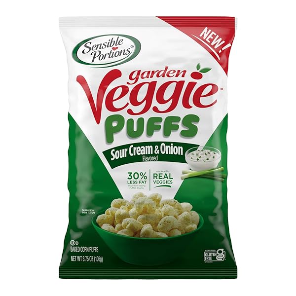 SENSIBLE PORTIONS GARDEN VEGGIE PUFFS, SOUR CREAM & ONION, 3.75 OZ