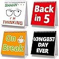 Fancy Land Desk Signs: 30 Funny Flip-Over Messages, Black Plastic, 5" x 5" Square, Office Decorative Signage