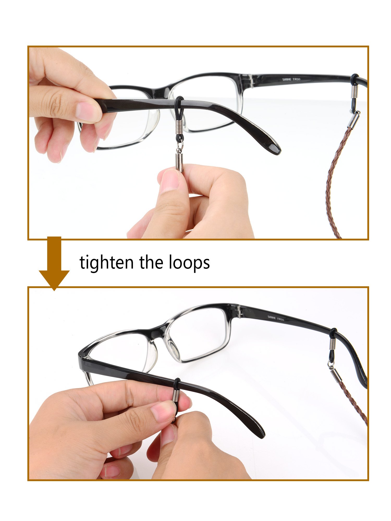 5 Pieces Eyeglass Chain PU Leather Eyewear Strap Glass Cord Retainer