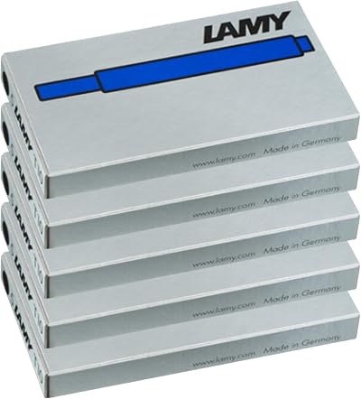 Lamy T10 Blue Ink Cartridges 5 Pack Large Capacity Fountain Pen Ink