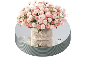 VSAR House 12″ Round Mirror Centerpieces for Tables, 12pcs Glass Mirror Table Centerpieces with Non-Slip Foot, Mirror Candle Plate for Wedding Decoration, Parties, Christmas, 2mm Thick