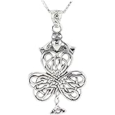 Jewelry Trends Shamrock Clover Irish Claddagh Celtic Knot Sterling Silver Pendant Necklace