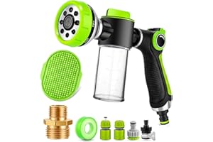 YCCOKJJ Dog Washing Hose Attachment, Dog Sprayer with 3.5oz/100cc Soap Dispenser Bottle, Massage Brush, Solid Brass Garden Hose Adapters, Garden Hose Nozzle for Pet Bathing, Car Washing