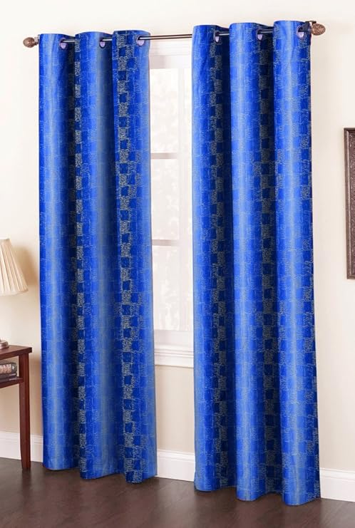 Buy Homefab India Set Of 4 Designer Contemporary Blue Window