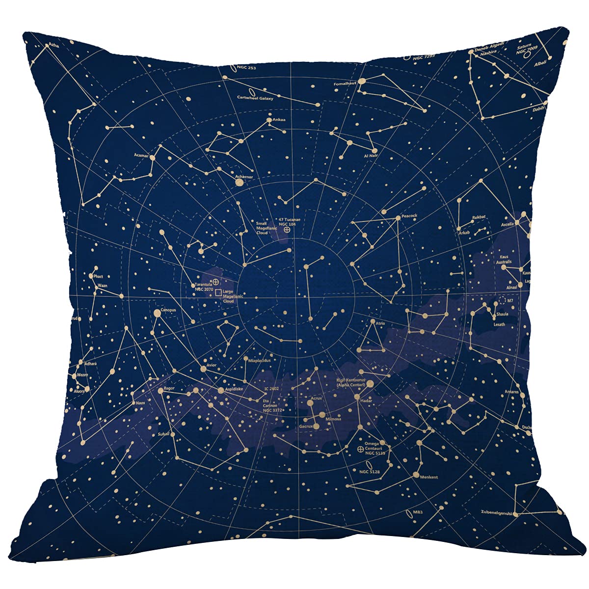 CANSEGO Star Map Cushion Covers City Constellation in Night Sky Navy Blue Square Pillowcases Cotton Linen Throw Pillow for Women Men Boys Girls Bed 18x18 Inch