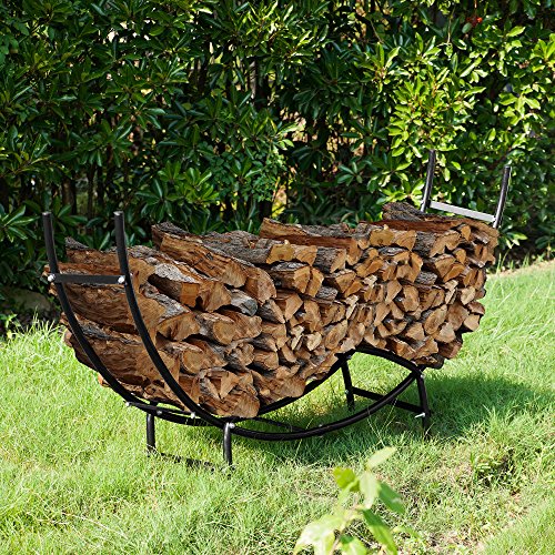 1910 Earth Worth | Firewood Curved Log Rack | 5 FT | Black - Thumbnail 7