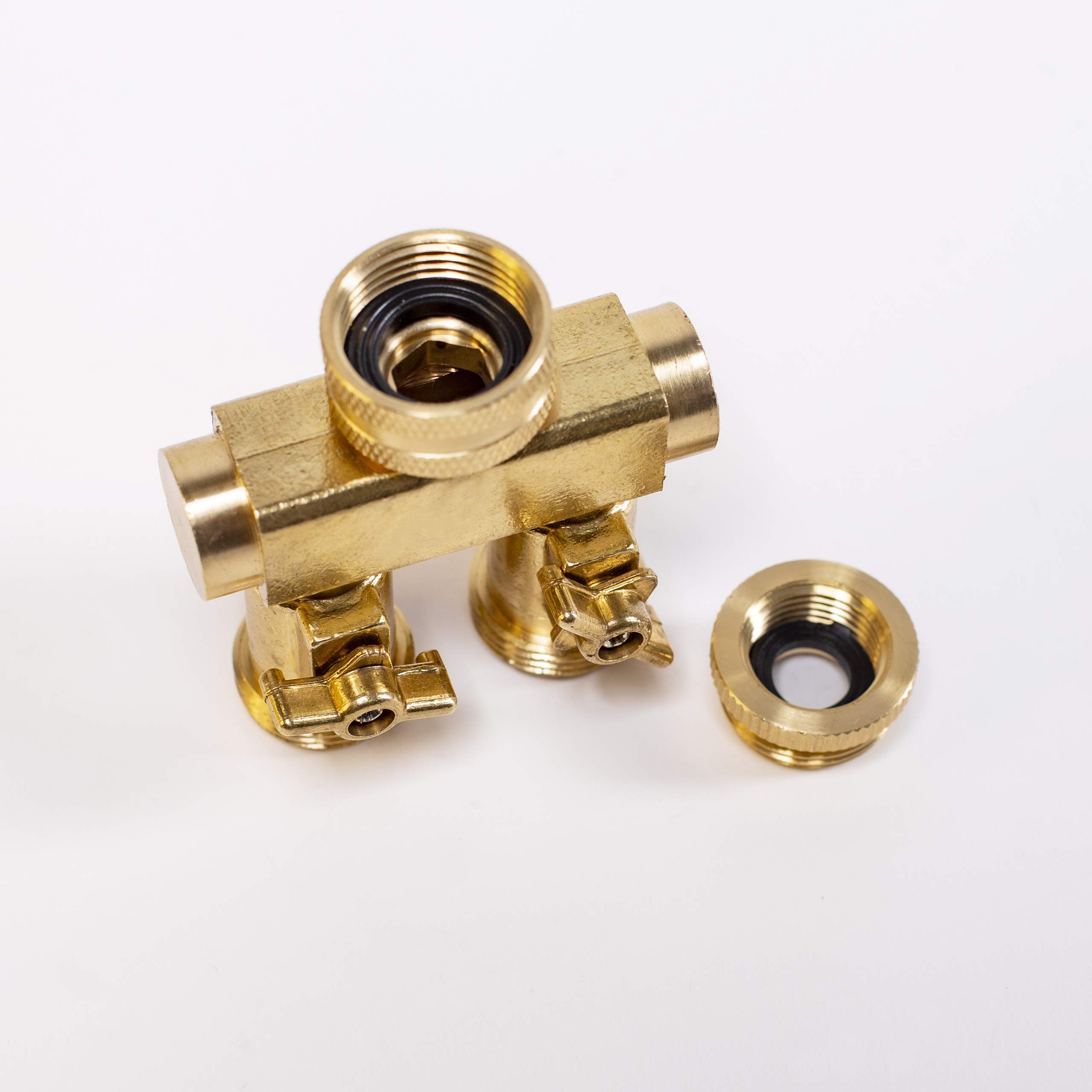 UPP 2-Way Tap Connector for 1/2" + 3/4" BSP (hose connector: 3/4" male thread) | 2-Way Hose Splitter Will Double Your Productivity | Valve For Each Hose Pipe Connector | Quality Garden Tap Splitter