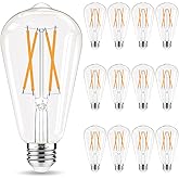GvvooHome Edison Bulbs, E26 LED Bulb 60 watt Equivalent, Non-Dimmable, Soft White 2700K, ST58 Vintage Light Bulbs, 90+ CRI, 6W 600LM, E26 Medium Base, Clear Glass, 12 Pack