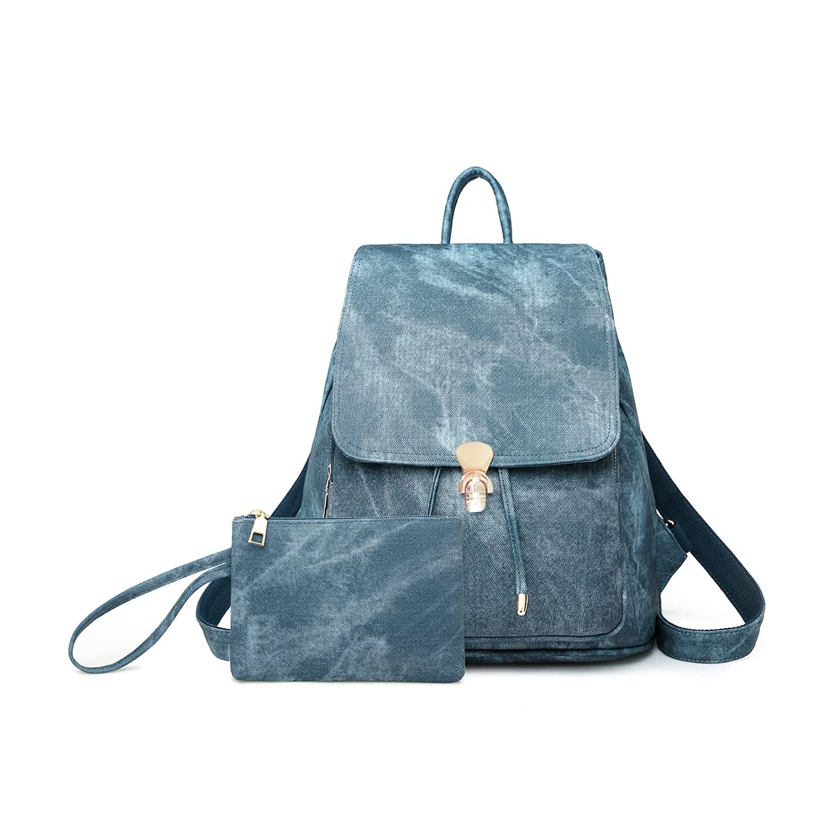 NICOLE & DORIS Fashion Women Backpack Ladies Canvas Rucksack Casual Daypack Girls School Backpack Large Capacity Backpack with Purse Blue