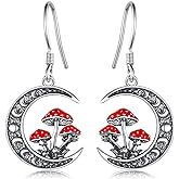 SVODEA Mushroom/Dragon/Raven Earrings 925 Sterling Silver Mushroom/Dragon/Raven Dangle Earrings Moon Phase Jewelry Gifts for Women
