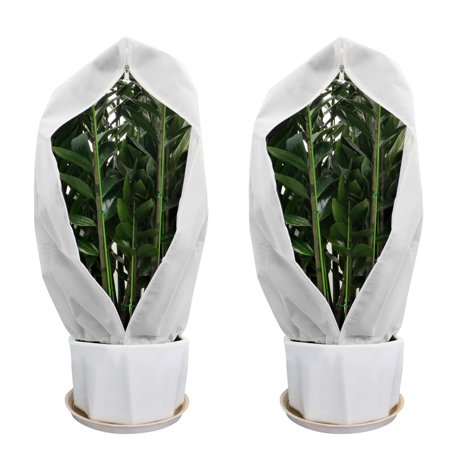 UBJUBT 2PCS Plant Fleece Frost Protection Jackets, 80x120CM Garden Fleece Frost Protection for Plants with Zipper Drawstring, Plant Covers for Potted Plant Winter Plant Protection (80x120cm/2PCS)
