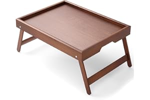 Bamboo Bed Table Tray with Foldable Legs, Large Breakfast Bed Tray with Handles for Food, Snack Small Laptop