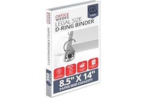 Performore - Office Werks Heavy Duty Legal Size View Binder - 14" x 8.5", White, 1.5 Inch D-Ring, Back Mount Binder