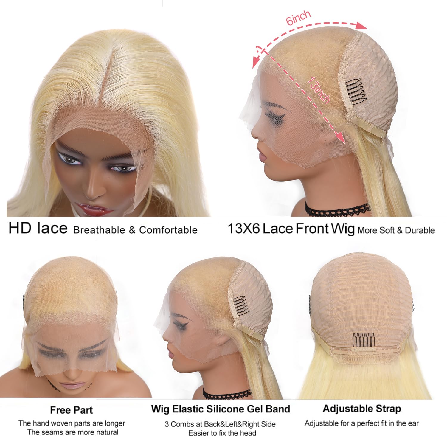 Alididi 30Inch 613 13x6 Lace Front Wig Human Hair 200 Density 613 Lace Front Wig Human Hair Blonde Wig Human Hair Straight Lace Frontal Wig Human Hair Pre Plucked With Baby Hair (613 Blonde Wig)