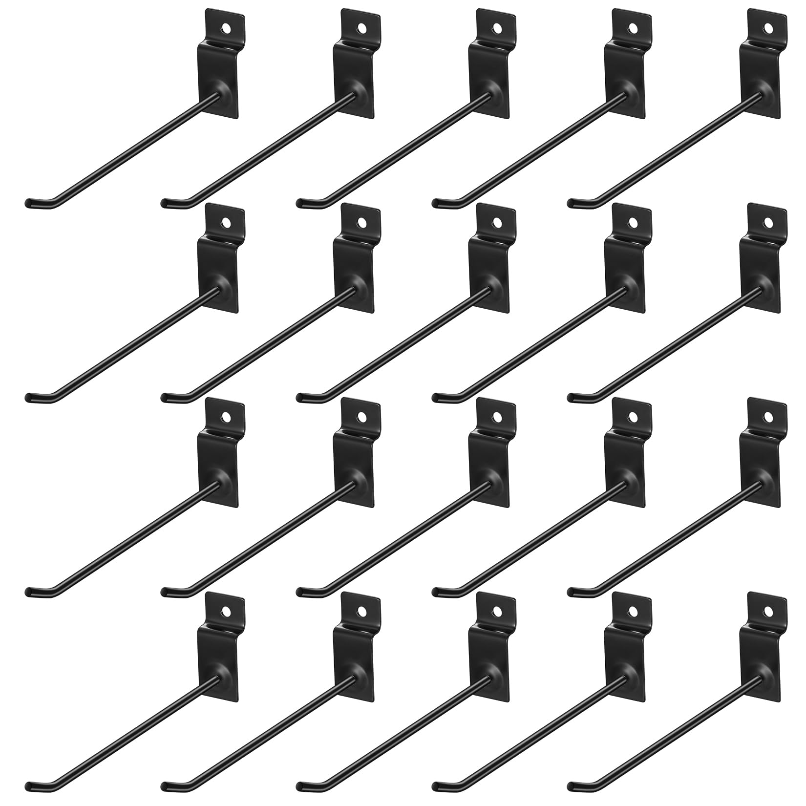 Hmkesoteric 20 Pcs Pegboard Hooks for Slatwall Hooks, 15 cm/5.9 Inch Slat Wall Panel Display Hook, Heavy Duty Single Prong Wall Hanging Hook for Garage Retail Store Kitchen Tool Display