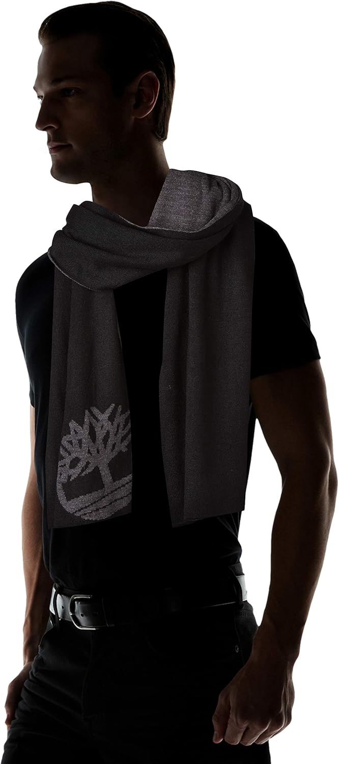 Timberland Men's Double Layer Scarf, Cuffed Beanie & Magic Glove Gift Set, black, One Size: Clothing