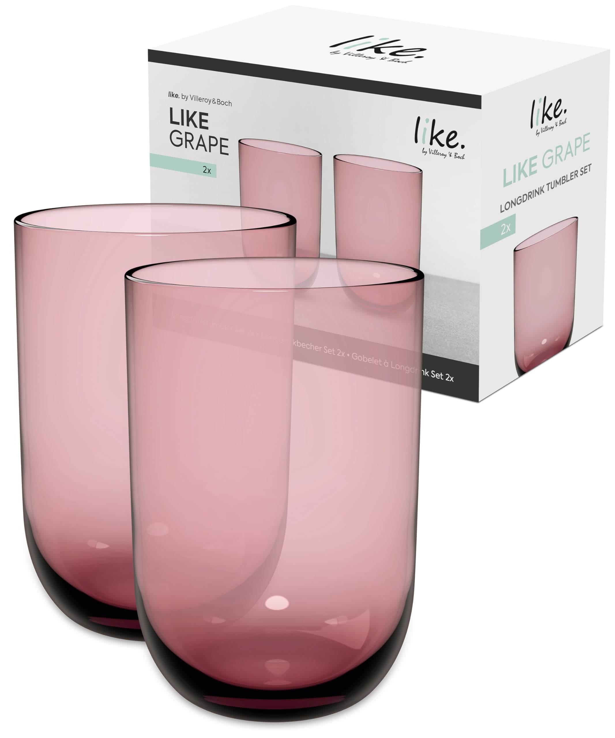 like. by Villeroy & Boch – Like Grape Long Drink Glass Set of 2, Coloured Glass Grape, Capacity 385 ml