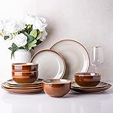 LERATIO Ceramic Dinnerware Sets for 4, Coupe Plates and Bowls Sets,Highly Chip and Crack Resistant | Dishwasher & Microwave & Oven Safe Dishes set,Reactive Glaze Dinnerware- Service for 4(12pcs)