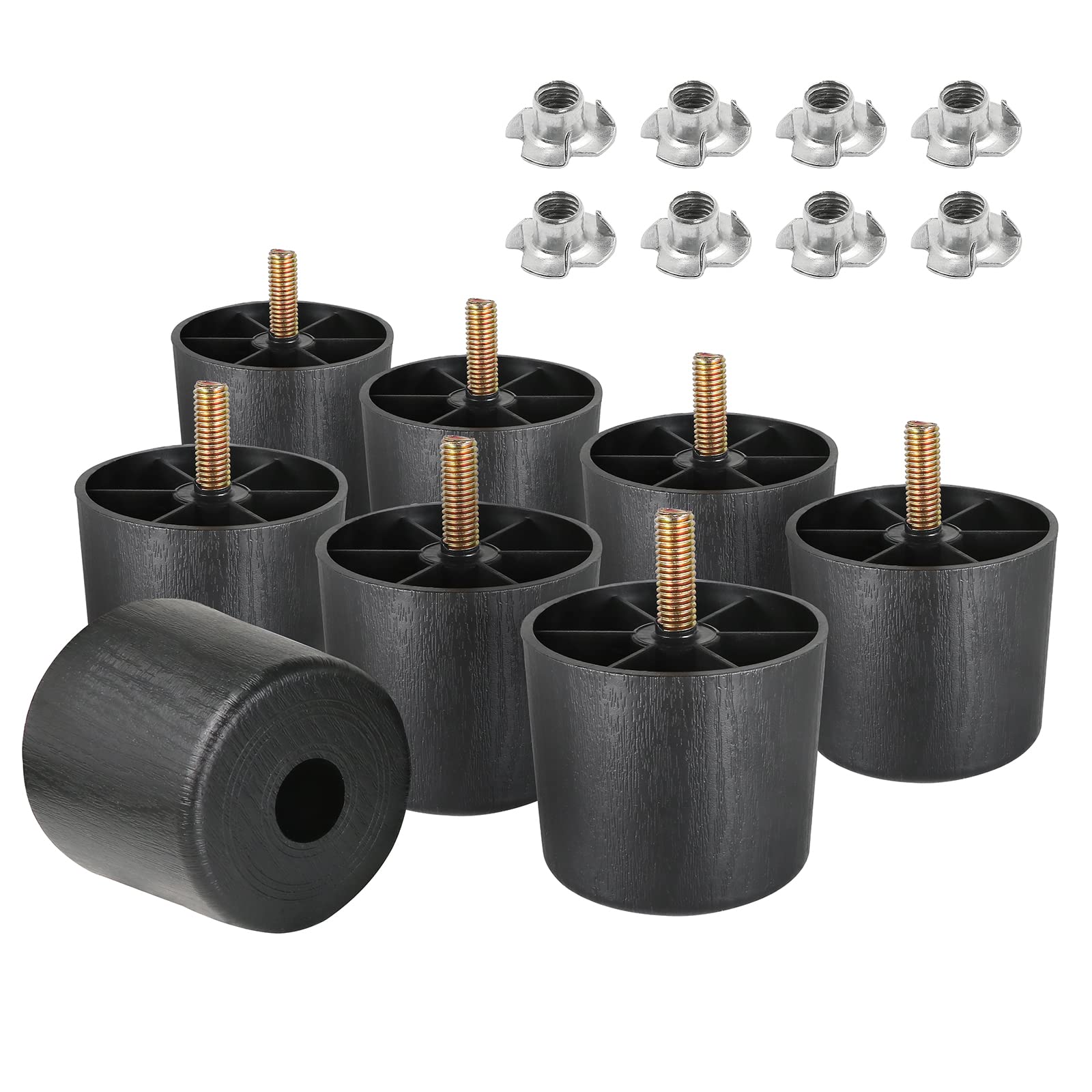 Photo 1 of Masendelk 2 inch Plastic Furniture Legs, Round Tapered Table Legs Black Sofa Legs Replacement Legs with M8 Hanger Bolts for Couch Table Sofa, Pack of 8