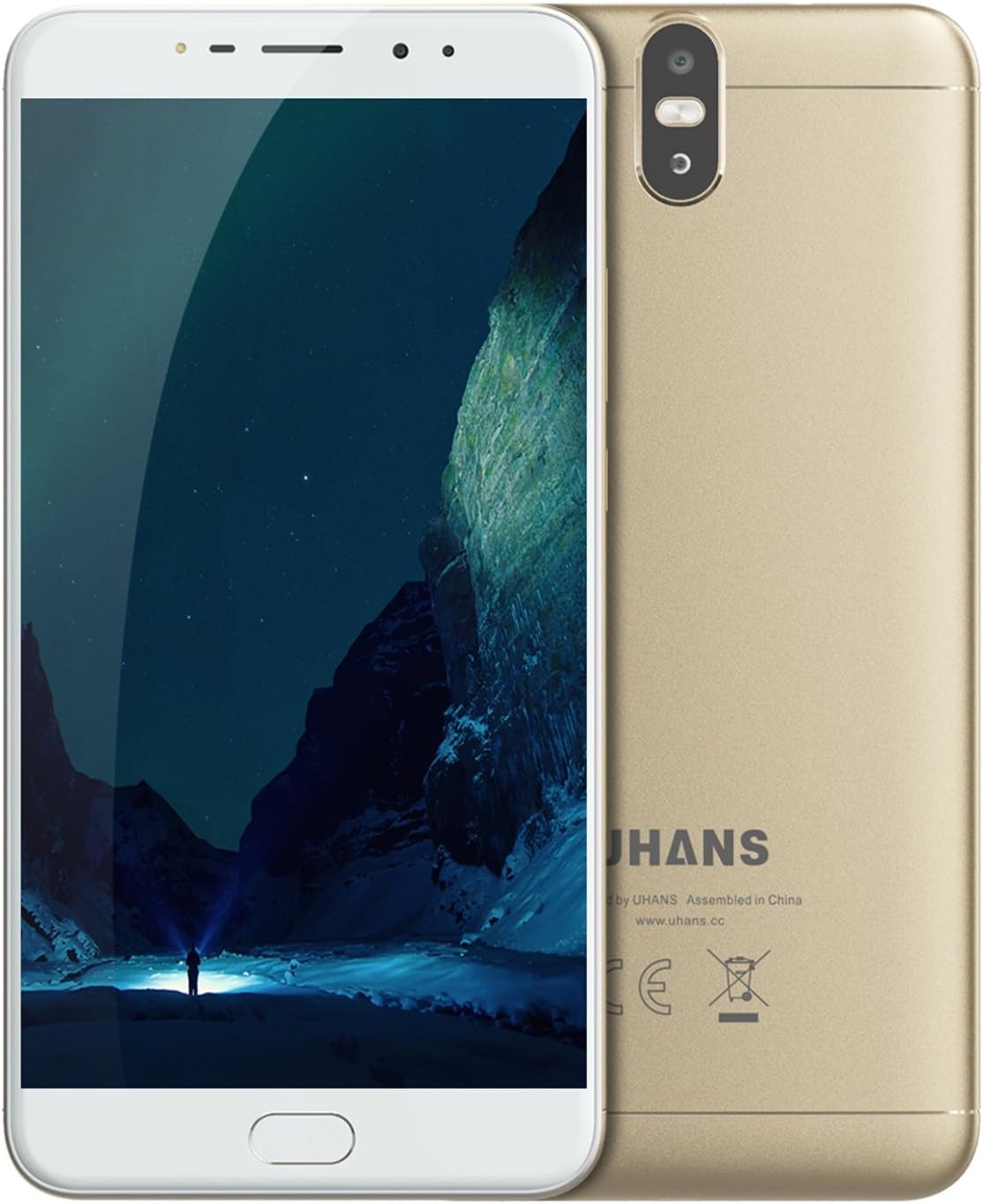 Smart Mobile Phone,UHANS Max2 6.44 Inch Display 4GB+64GB ROM 13MP+2MP Camera 4G Fingerprint Phone Gold …