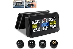 JANSITE Tire Pressure Monitoring System TPMS 【Unique Bracket & 0.01 Bar Accuracy】Tire Pressure Monitor System RV Accuracy 0.01Bar Real Time Detect Big Screen 4 Waterproof Sensors 22-87 PSI for Car RV SUV
