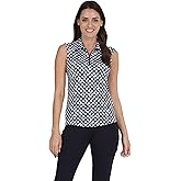 IBKUL Athleisure Wear Sun Protective UPF 50+ Icefil Cooling-Gingham Check Print Sleeveless Polo-14876