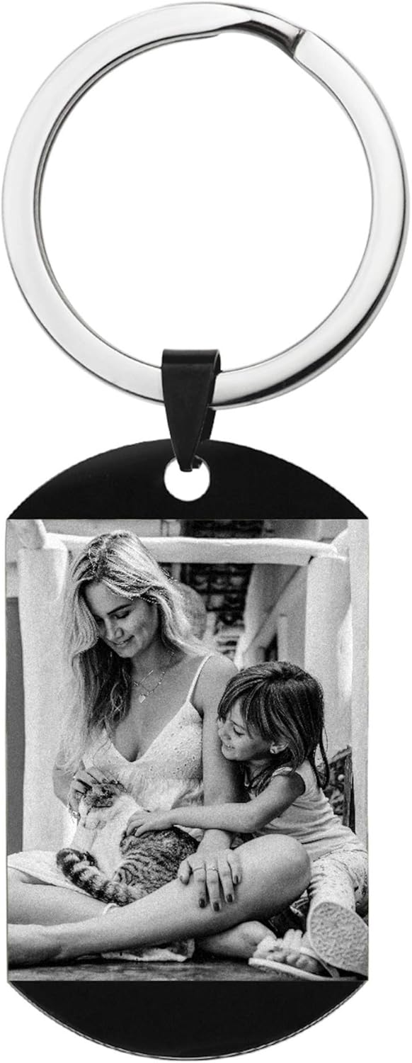 Personalized Photo / Text Name Love Note Engraved Tag Keychain Drive Safe Keepsafe for Men Women Anniversary Birthday Gift at  Men’s Clothing store