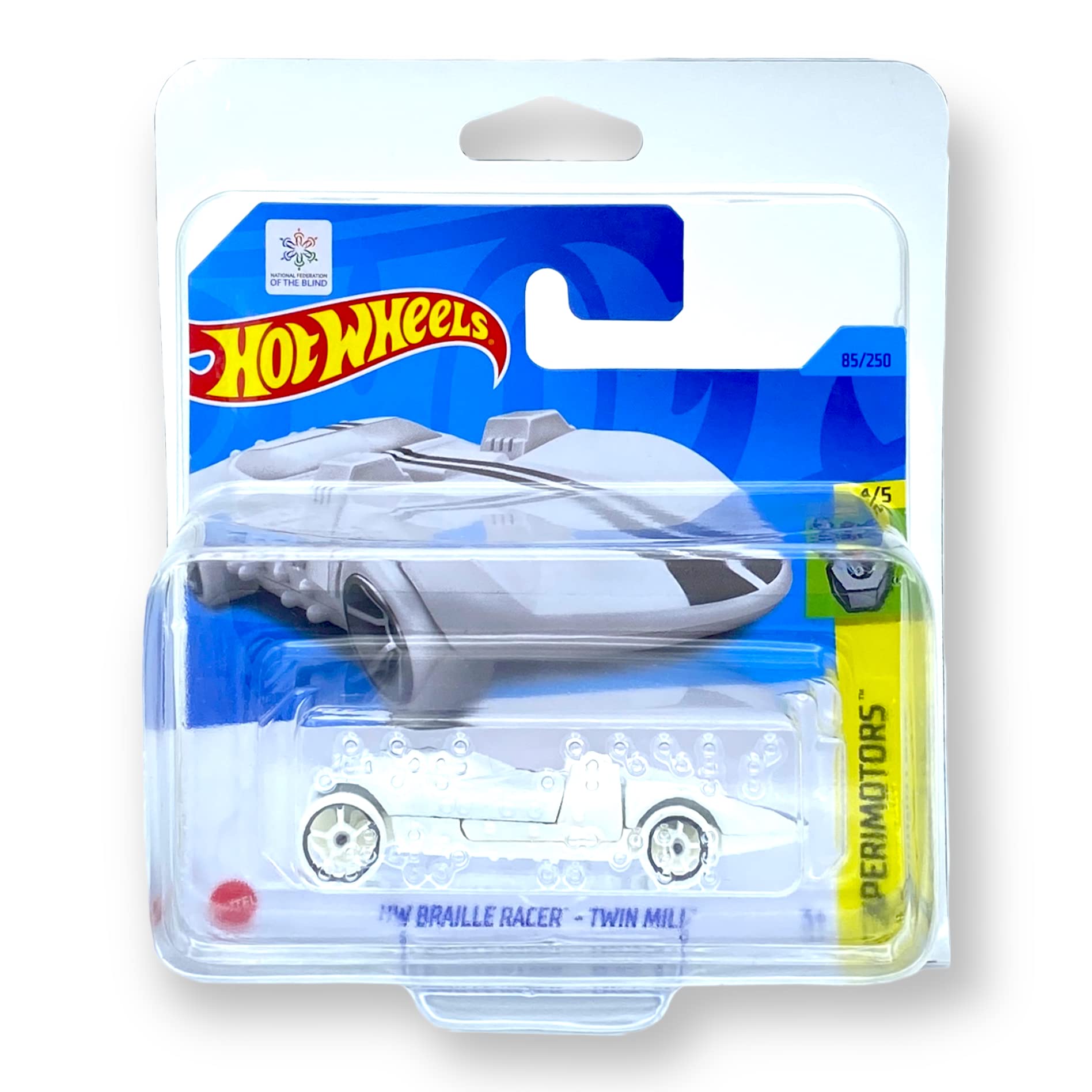 Hot Wheels HW Braille Racer - Twin Mill (White) 4/5 Experimotors 2023-85/250 (Short Card) - COMES IN A KLAS CAR KEEPER PROTECTIVE COLLECTORS CASE - HKG33