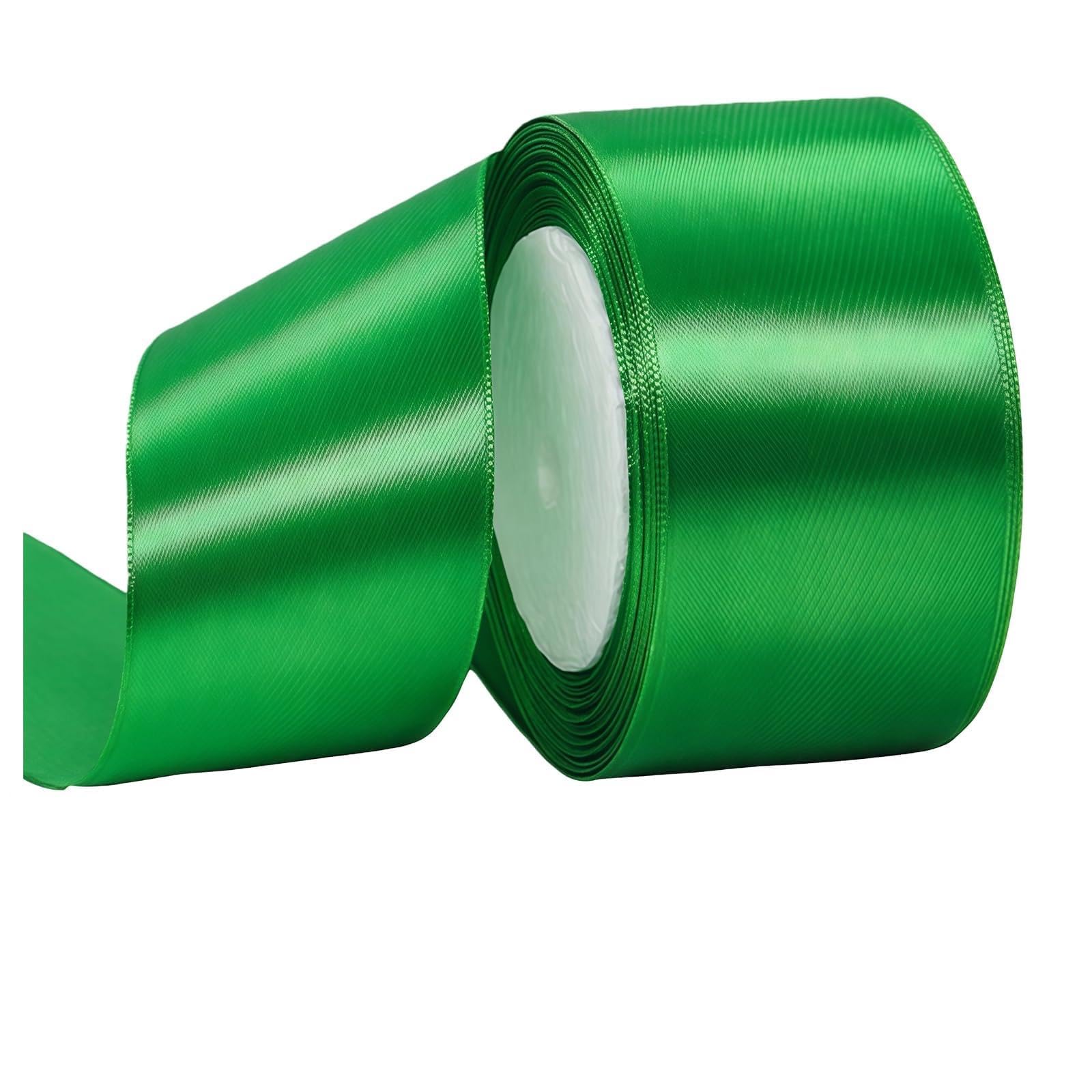Dark Green Ribbon 40mm for Gift Wrapping 22M,Dark Green Satin Ribbon 40mm Wide for Crafting Cake,Hair Bow,Polyester Ribbon Christmas Decoration,Wedding Car Decor