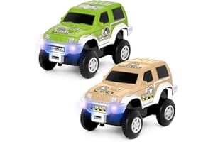 JITTERYGIT Replacement Cars for Tracks - Extra Race Car Accessories for Dinosaur Race Track & Train Toy Gift - Compatible with Most Tracks for Kids Boys and Girls (2 Jeeps Pack)