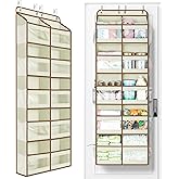 Yecaye 5-Tier Over The Door Organizer Dual-Column, 80lbs Load Over The Door Storage of 10 Compartments, Heavy Duty Extra Large Door Organizer Hanging for Bedroom Closet College Dorm Essentials, Beige