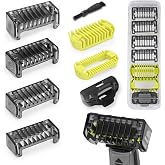 LSAUVWN Guard Combs Kit with Case Compatible with OneBlade Handles, 7 Pcs | 1/2/3/5mm Guide Combs, 0/3mm Body Comb, Protective Cap, Includes Case, Electric Shaver Accessories for Men