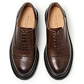 BEAU TODAY Oxford Dress Shoes for Women, Leather Brogue Cap Toe Oxfords Women, Comfortable Lace-Up Non-Slip Business Office Work Oxford Shoes