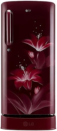 LG 190 L 4 Star Inverter Direct-Cool Single Door Refrigerator (GL-D201ARGY, Ruby Glow, Base Stand with drawer)
