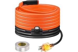 BDDFOTO Water Pipes Heat Cable,12ft(3.6m) Heat Cable For Water Pipes Garden Hose Roof Pipes Storage Tank Anti-Freeze and Snow