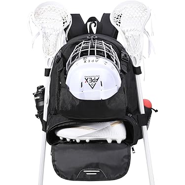 SPORTINE Extra Large Lacrosse Backpack, Shoe Compartment And Two Lax Stick Holders, Holds All Field Hockey Or Lacrosse Equipment, Multifunctional Sports Backpack Waterproof Bag For Adults, White - View #7