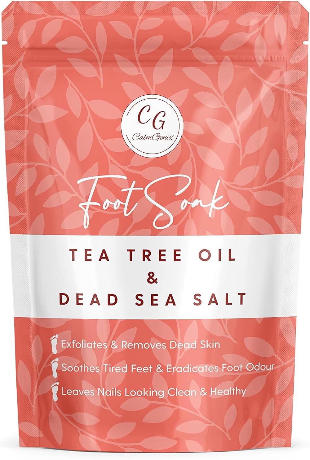 CalmGenix Foot Soak Tea Tree Oil Dead Sea Salt Athlete Foot Nail Fungus Relief