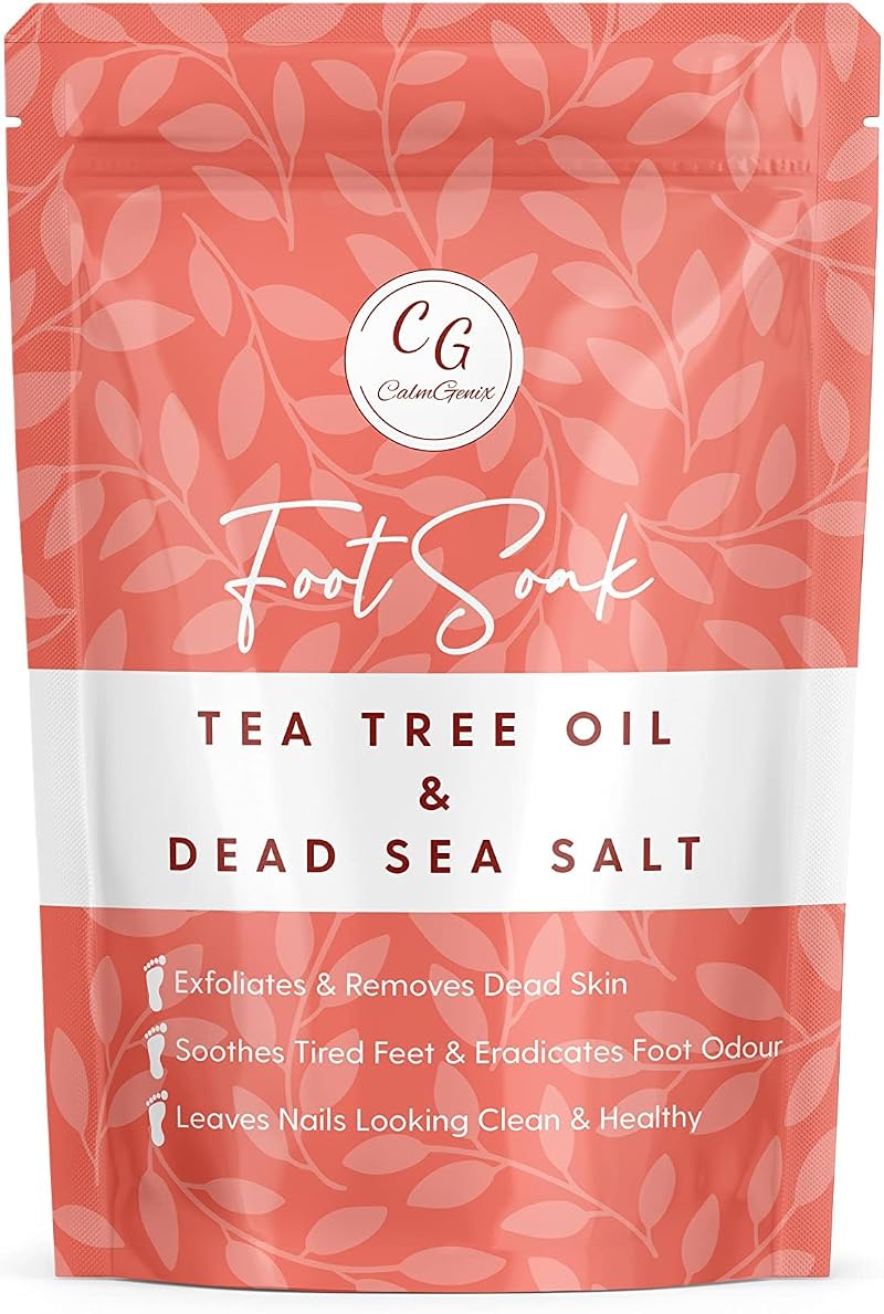 CalmGenix Foot Soak Tea Tree Oil Dead Sea Salt Athlete Foot Nail Fungus Relief