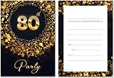 Olivia Samuel 80th Birthday Invitations Pack of 20 Black Gold Effect Cards view 5