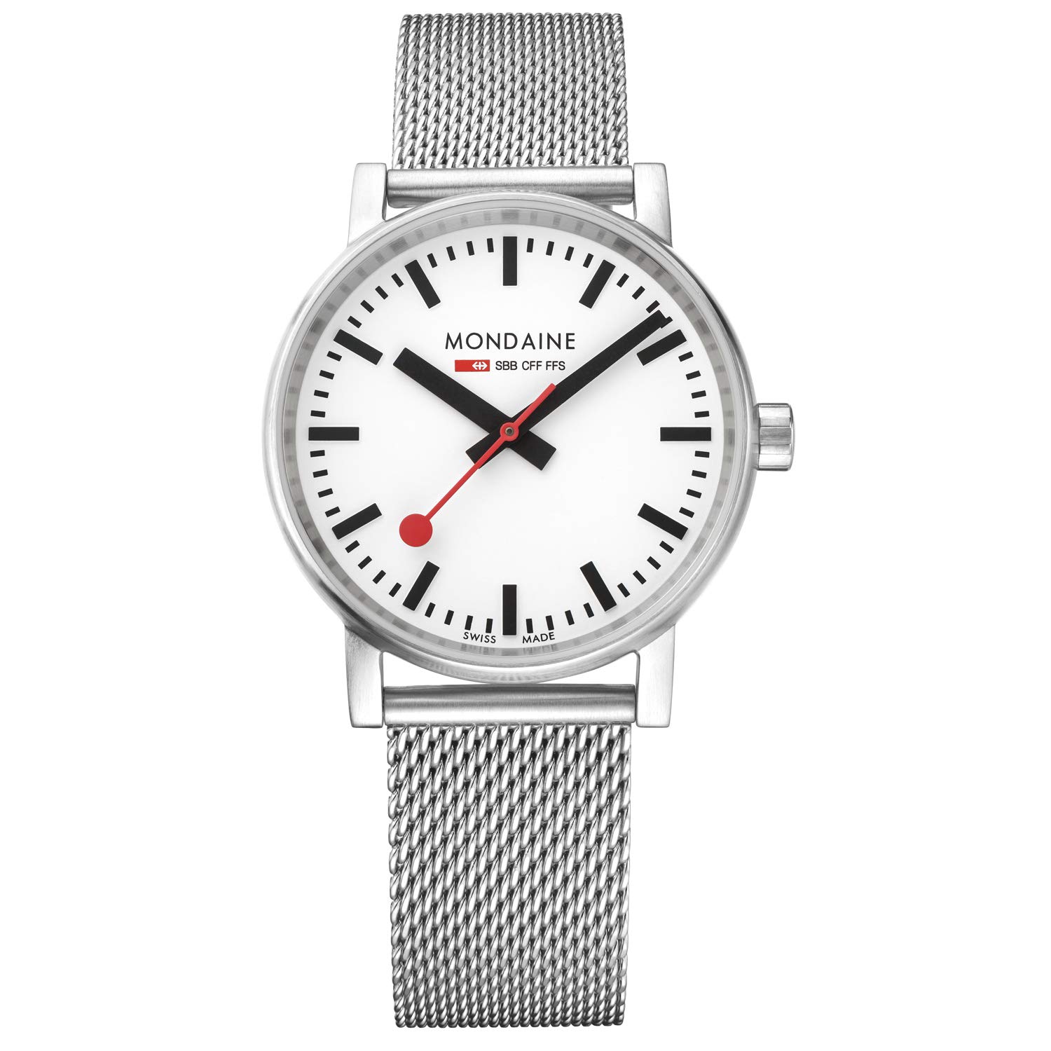 Mondaine - Evo2 MSE.35110.SM - Mens and Womens Watch 35mm - Official Swiss Railways Wrist Watch Silver Steel Strap - 30m Water Resistant - Sapphire Crystal - Watches for Men and Women