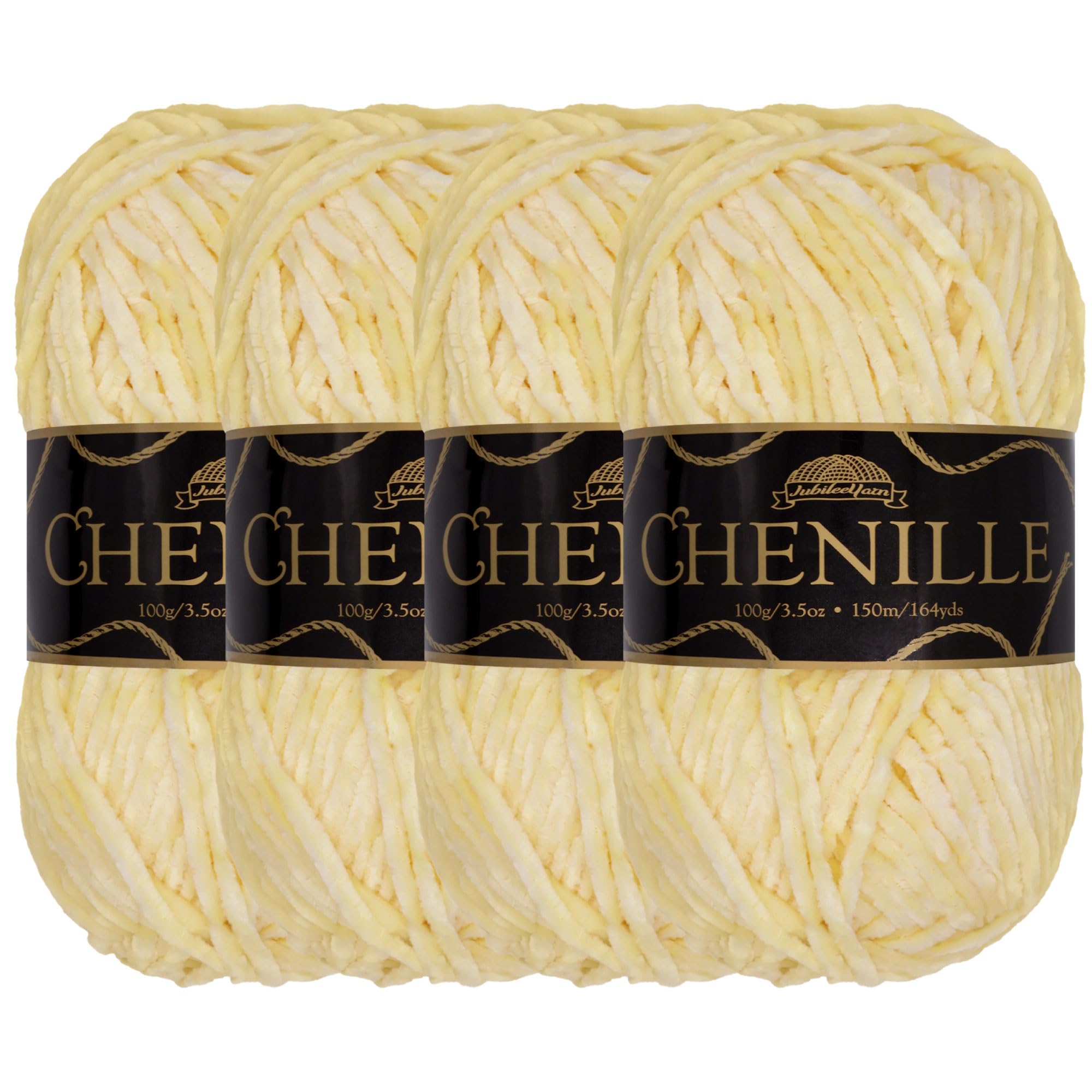 JubileeYarn Chenille Yarn - Worsted Weight - 100g/skein (4 Skeins, 134 Citrine)