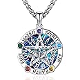 Eusense Tetragrammaton Necklace for Women Men Tetragrammaton De Plata 925 Pentagram Pentacle Pendant Witchcraft Wiccan Pagan Jewelry Abalone