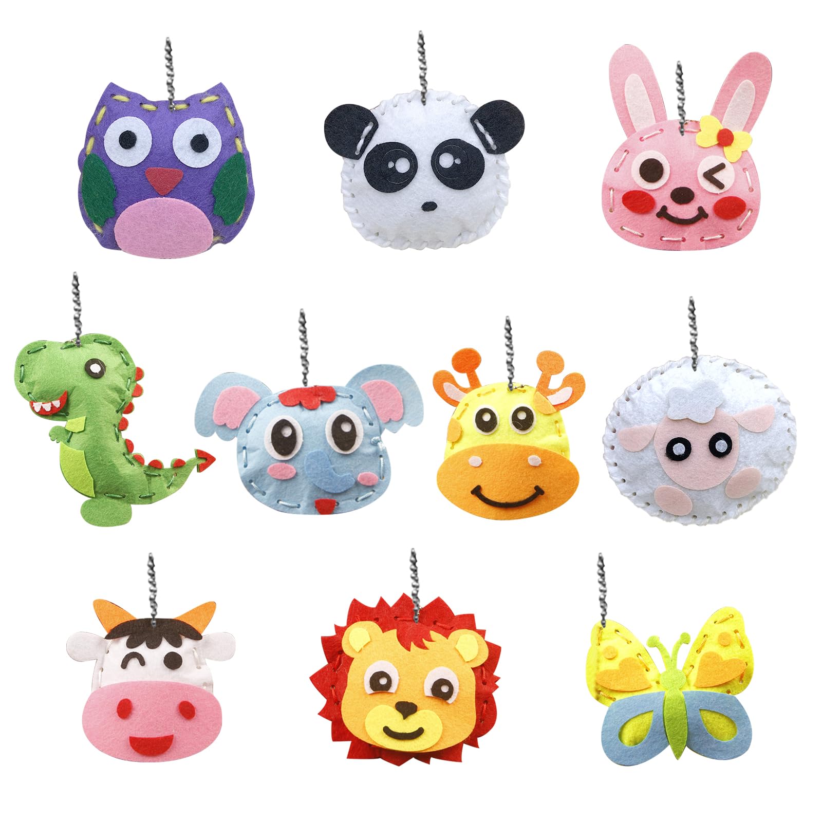 10 Sets Kids Play N Learn Sewing Kit - Animal Felt Craft Kit for Beginner Children