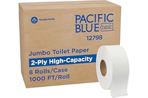 Georgia-Pacific Envision 12798 White 2-Ply Jumbo Jr. EPA Compliant Bathroom Tissue, 1000' Length x 3.5" Width (Case of 8 Roll