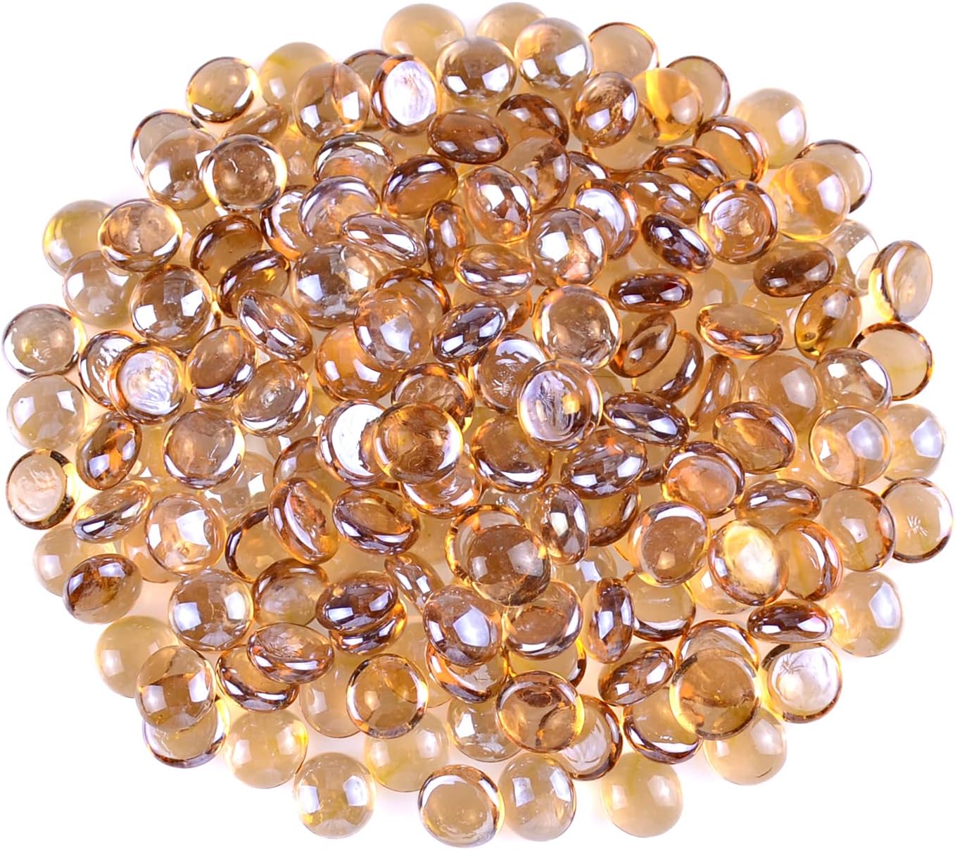 Vase Fillers - KINGOU Flat Glass Gems/Beads/Stones for Vase Filler, Table Scatter, Games (Light Brown, Mini)