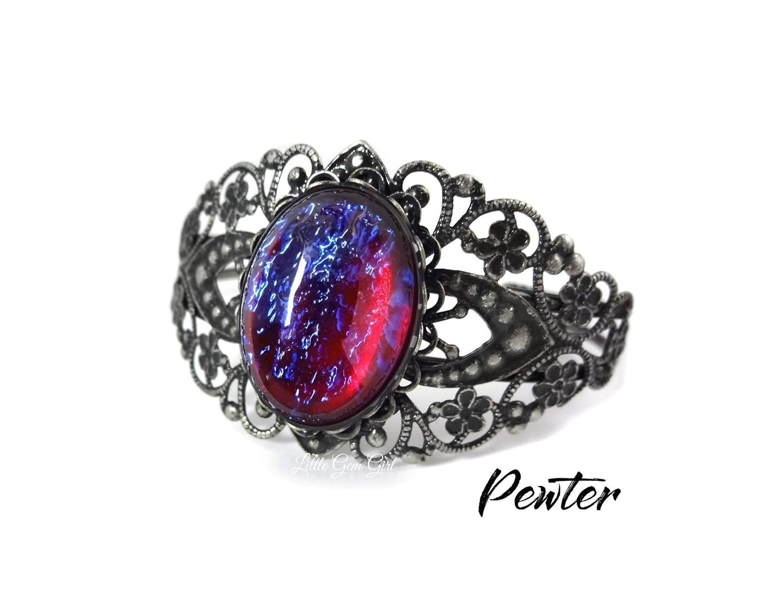 Amazon Com Synthetic Mexican Fire Opal Czech Glass Dragons Breath Victorian Style Cuff Bracelet In Rose Gold Antique Silver Or Gold Pewter Gunmetal Or Bright Silver Handmade