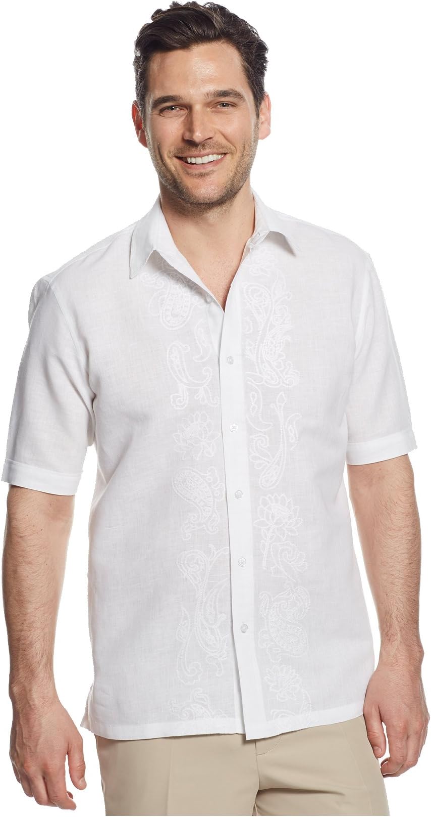Tasso Elba Men's Short-sleeve Paisley Embroidered Shirt