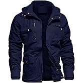Dr.Cyril Mens Jacket Winter Casual Fleece Lined Cotton Thick Military Tactical Hooded Work Coats with Cargo Pockets